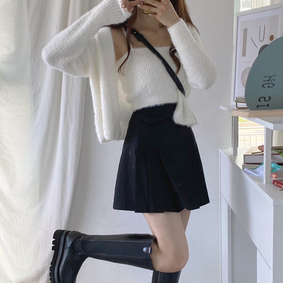 Conjunto de Dos Piezas: Cardigan de Visón Tejido con Top Tubo Primavera - Image 34