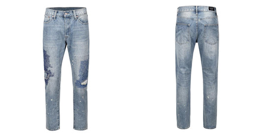 Jeans Rectos Casuales para Hombre con Diseño Floral Quemado y Lavado Industrial - Image 20