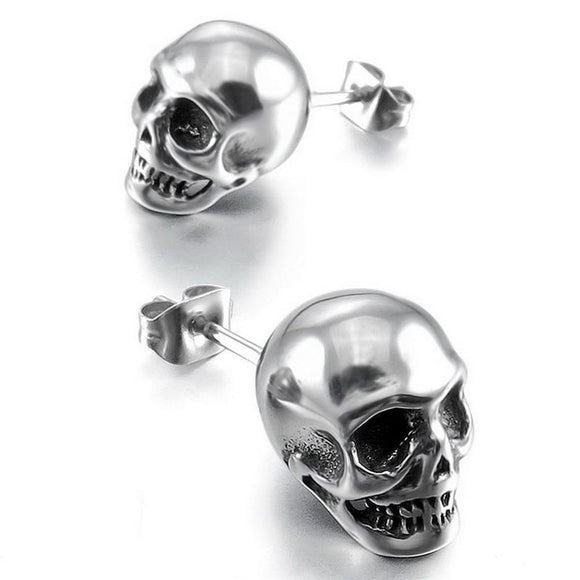 Aretes Calavera Punk Rock para Hombre y Mujer - Pequeños Studs de Plata