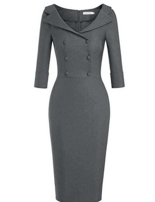 Vestido Retro de Baile con Cuello Barco Vino - Falda Lápiz Elegante - Image 15
