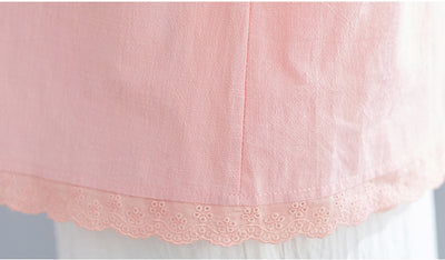 Blusa Oversized con Encaje Bordado en Cuello y Mangas Largas - Image 12