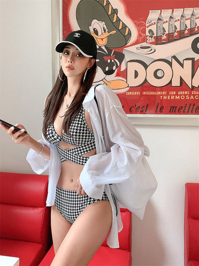 Bikini Estampado Cuadros con Lazo Cruzado - Image 12