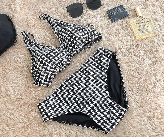 Bikini Estampado Cuadros con Lazo Cruzado - Image 17