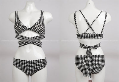 Bikini Estampado Cuadros con Lazo Cruzado - Image 20