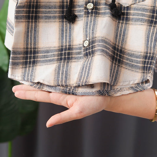 Conjunto de Abrigo Cuadriculado con Capucha, Camisa de Manga Larga y Sudadera para Niños - Image 11