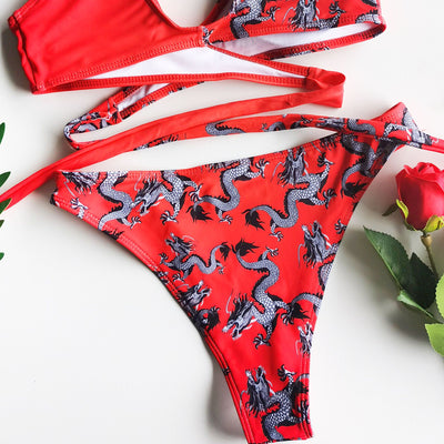 Traje de Baño para Mujer con Estampado Irregular y Tirantes Ajustables - Image 6