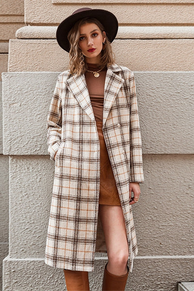 Abrigo Largo de Lana a Cuadros Estilo Británico para Mujer - Image 5
