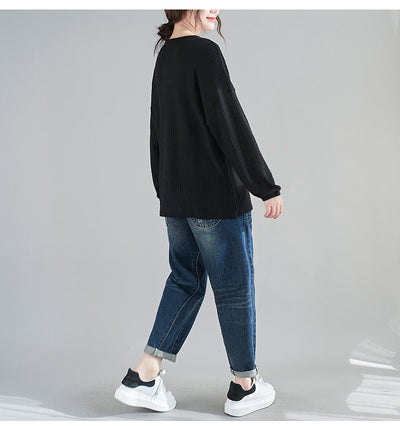 Blusa Suelta y Entallada Talla Grande Cuello Redondo Color Liso - Image 8