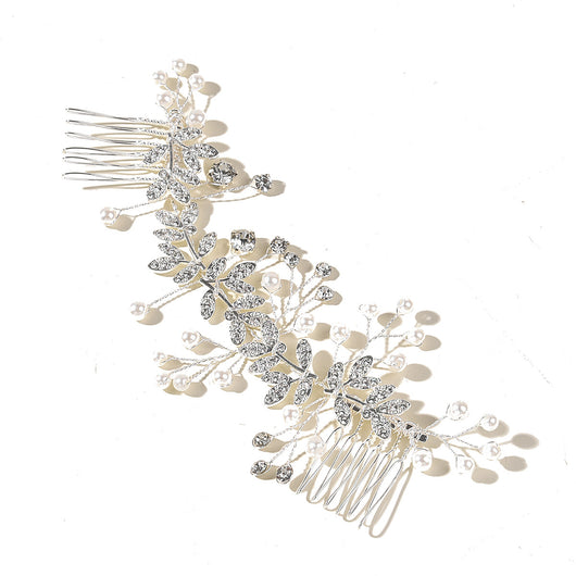 Peineta de Novia Plateada con Flores - Tocado para Boda - Image 14