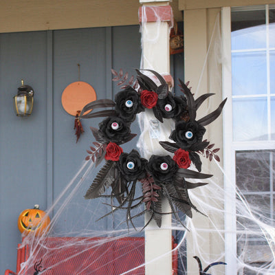 Guirnalda de Rosas Artificiales y Ojos Terroríficos con Ramas Secas para Halloween - Image 3