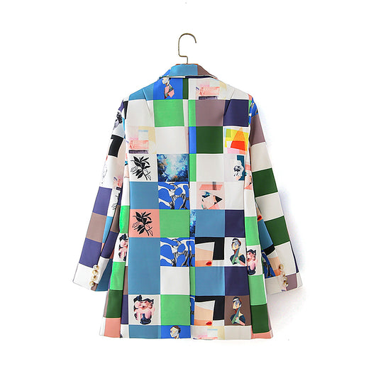 Saco Blazer Doble Botonadura con Estampado Graffiti para Mujer - Image 12