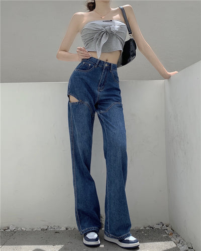 Jeans Verticales de Cintura Alta Suelta y Slim para Mujer - Image 7