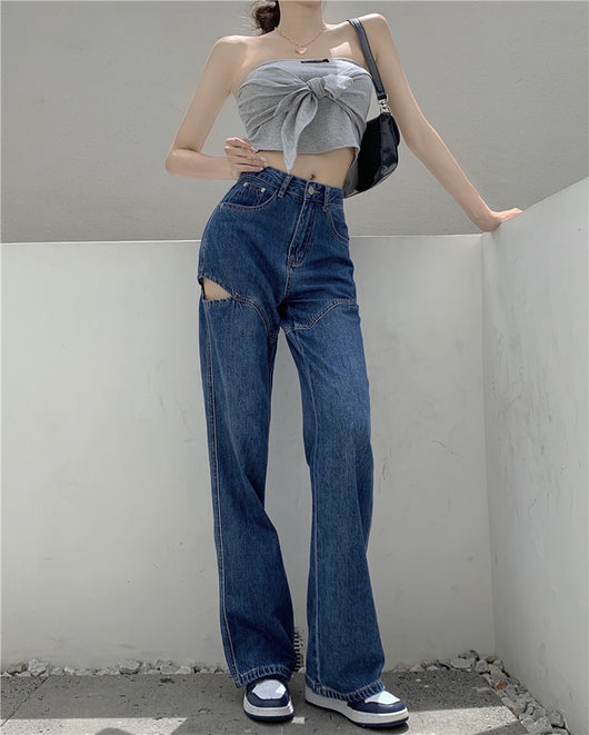Jeans Verticales de Cintura Alta Suelta y Slim para Mujer - Image 7