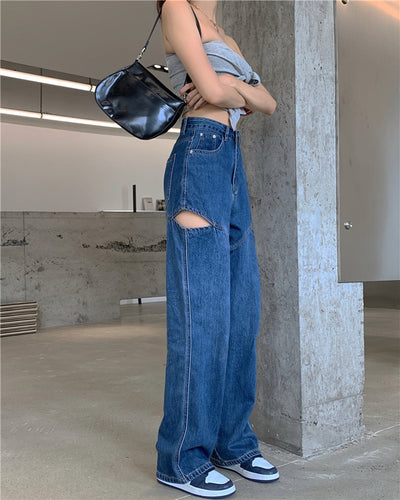 Jeans Verticales de Cintura Alta Suelta y Slim para Mujer - Image 8