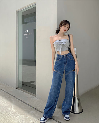 Jeans Verticales de Cintura Alta Suelta y Slim para Mujer - Image 10
