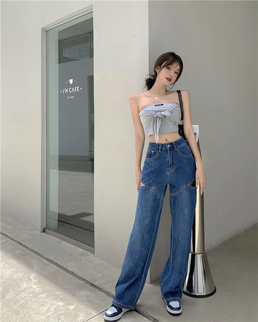 Jeans Verticales de Cintura Alta Suelta y Slim para Mujer - Image 10