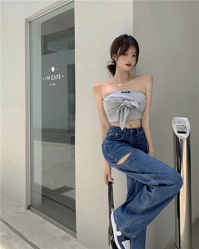 Jeans Verticales de Cintura Alta Suelta y Slim para Mujer - Image 11