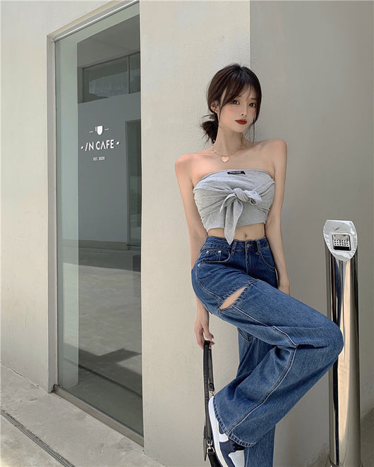Jeans Verticales de Cintura Alta Suelta y Slim para Mujer - Image 11