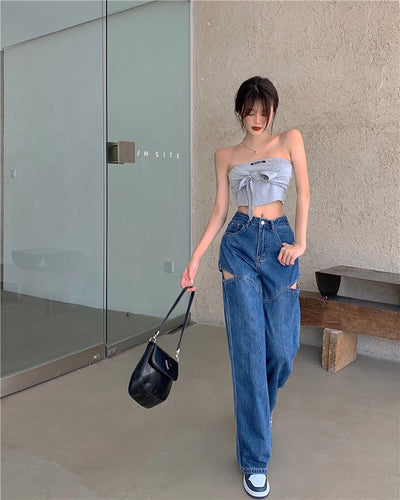 Jeans Verticales de Cintura Alta Suelta y Slim para Mujer - Image 13