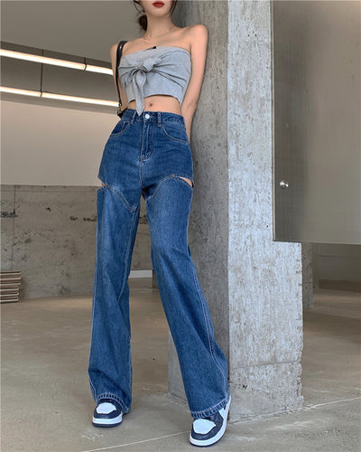 Jeans Verticales de Cintura Alta Suelta y Slim para Mujer - Image 19