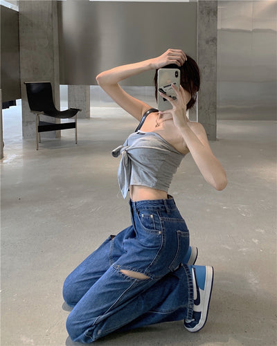 Jeans Verticales de Cintura Alta Suelta y Slim para Mujer - Image 21