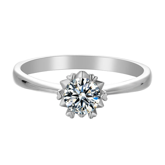 Anillo de Moissanita Copo de Nieve Brazos Rectos 50 Puntos Elegante y Delicado - Image 7