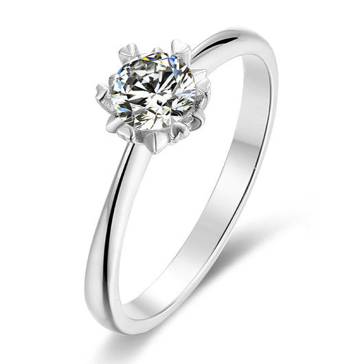 Anillo de Moissanita Copo de Nieve Brazos Rectos 50 Puntos Elegante y Delicado - Image 8
