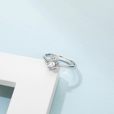 Anillo de Moissanita Copo de Nieve Brazos Rectos 50 Puntos Elegante y Delicado - Image 11