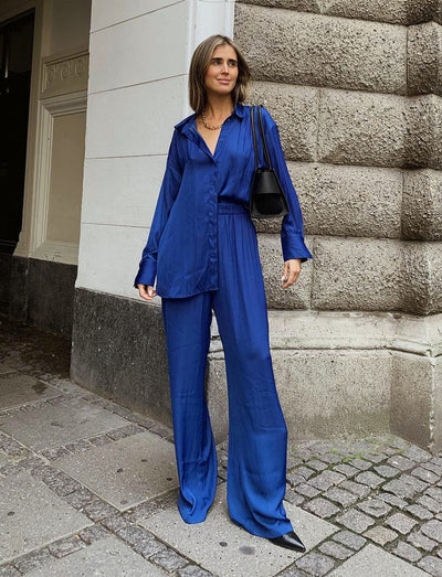 Conjunto de Dos Piezas: Blusa Azul y Pantalón Largo Dinklein - Image 7