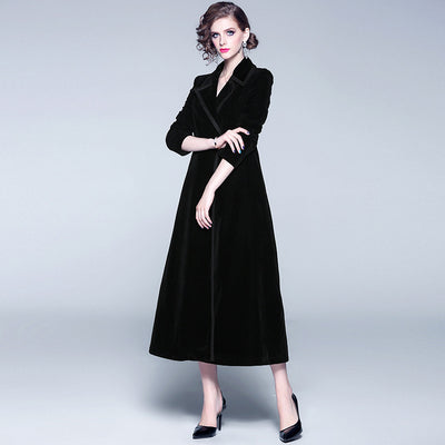 Abrigo Largo de Terciopelo Europeo - Chaqueta Corta Elegante - Image 3