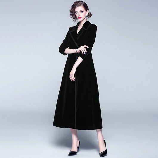Abrigo Largo de Terciopelo Europeo - Chaqueta Corta Elegante - Image 3