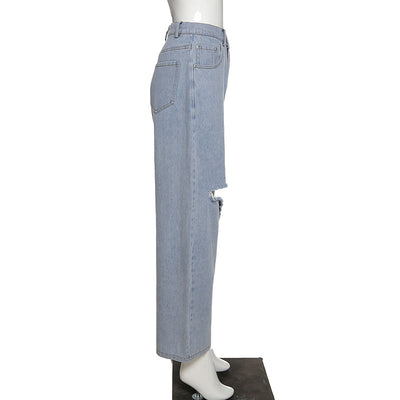 Jeans Rotos de Cintura Alta y Pierna Ancha para Mujer - Estilo Verano - Image 13