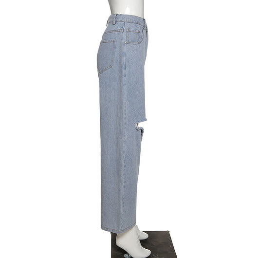 Jeans Rotos de Cintura Alta y Pierna Ancha para Mujer - Estilo Verano - Image 13