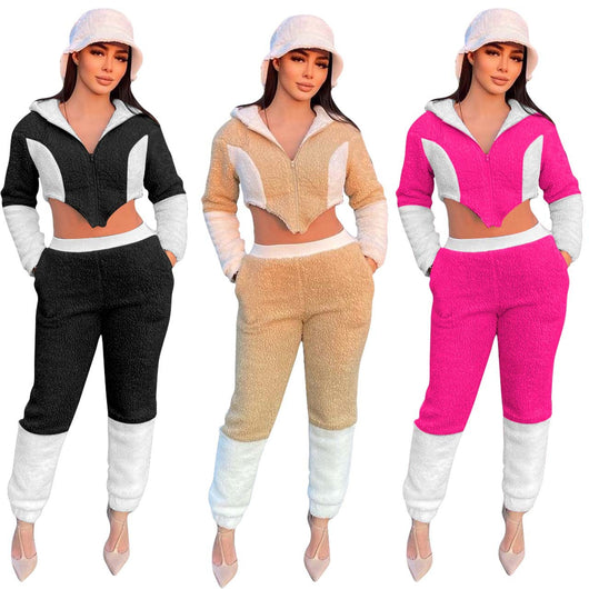 Chaqueta Teddy Fleece con Cierre y Bloques de Color - Set de Moda Irregular - Image 24