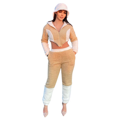 Chaqueta Teddy Fleece con Cierre y Bloques de Color - Set de Moda Irregular - Image 26