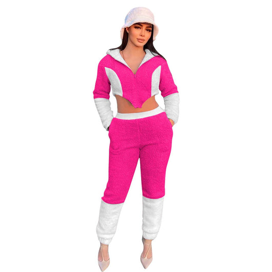 Chaqueta Teddy Fleece con Cierre y Bloques de Color - Set de Moda Irregular - Image 28