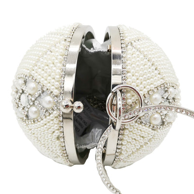 Bolso de Mano Redondo con Perlas y Diamantes - Image 15