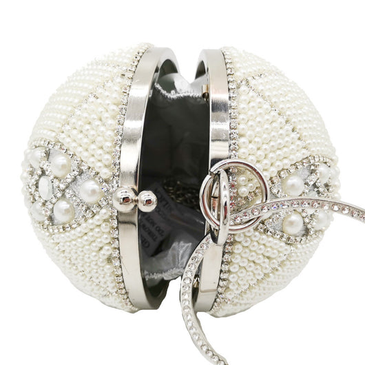 Bolso de Mano Redondo con Perlas y Diamantes - Image 15