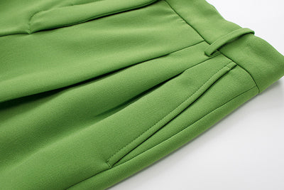 Pantalón Largo Verde Pasto Plisado Cintura Media para Mujer - Image 10