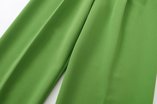 Pantalón Largo Verde Pasto Plisado Cintura Media para Mujer - Image 11