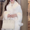 Knitted Cardigan with Fur Collar - Elegant Knitted Coat