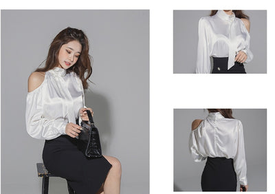 Blusa Suelta de Seda con Falda Slim de Cintura Alta - Image 8
