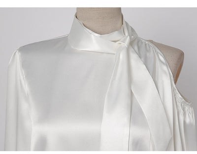 Blusa Suelta de Seda con Falda Slim de Cintura Alta - Image 21