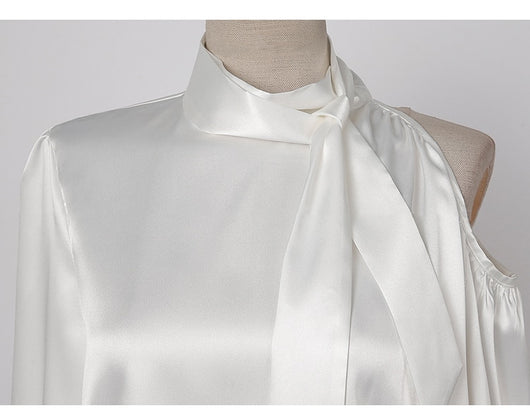 Blusa Suelta de Seda con Falda Slim de Cintura Alta - Image 21