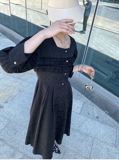 Vestido Midi Cuello Cuadrado con Mangas Globo - Corte A Elegante para Mujer - Image 14