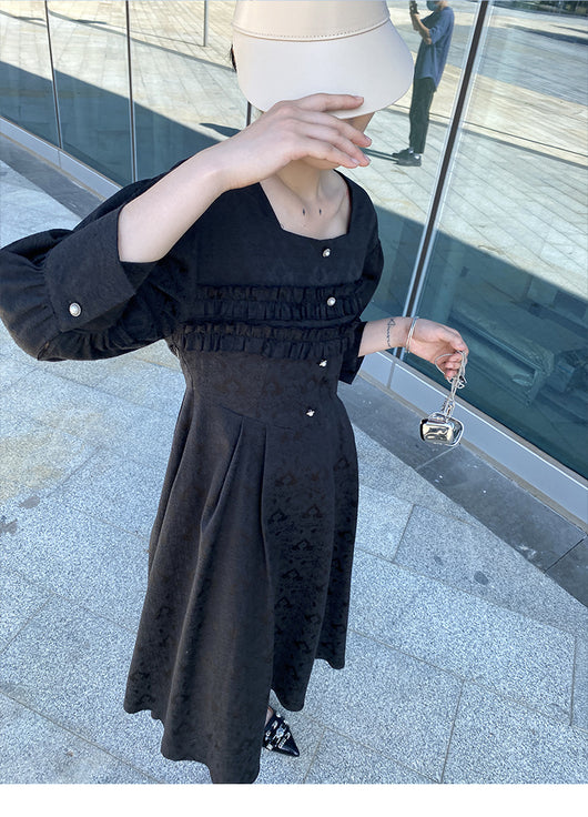 Vestido Midi Cuello Cuadrado con Mangas Globo - Corte A Elegante para Mujer - Image 14