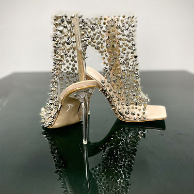 Sandalias de Tacón Stiletto Transparente con Remaches y Cremallera - Image 8