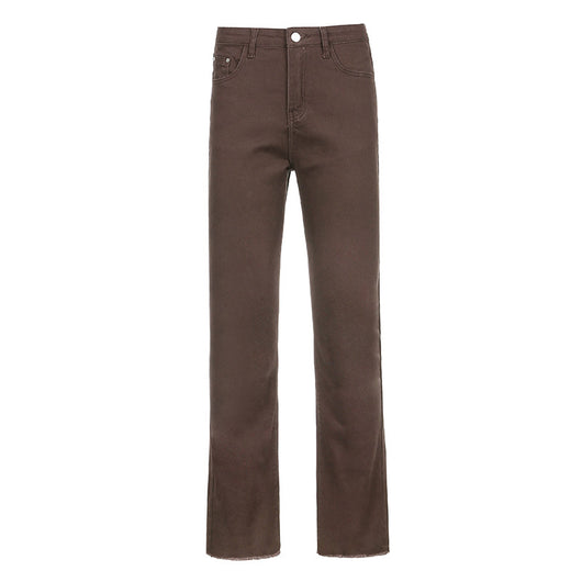 Pantalones Bootcut Café de Cintura Alta con Stretch para Mujer - Image 23