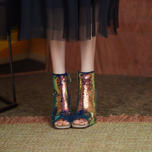 Botas Stiletto con Boca de Pez y Cierre - Tacones Altos Brillantes para Mujer - Image 14