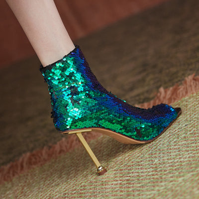 Botas Stiletto con Boca de Pez y Cierre - Tacones Altos Brillantes para Mujer - Image 16